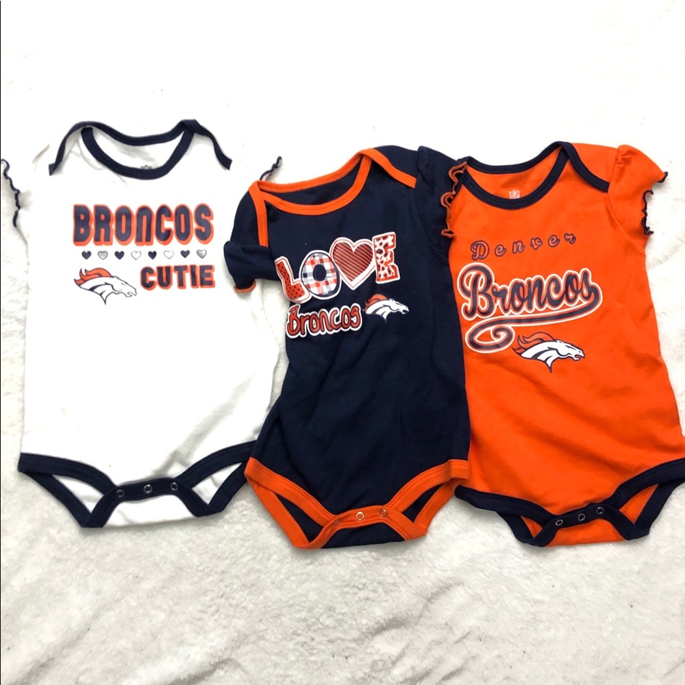 NWT Official Broncos girl’s onesies